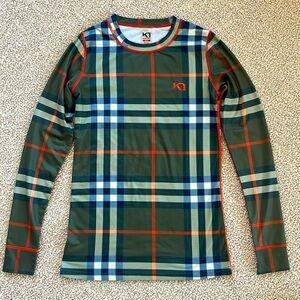 KARI TRAA Green Plaid Baselayer Size Small